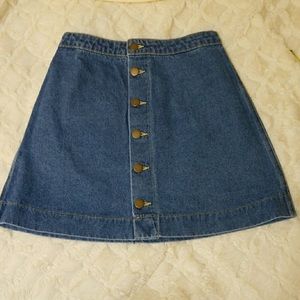 American apparel front button denim skirt